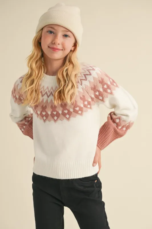 Girls Crew Neck Raglan Sweater