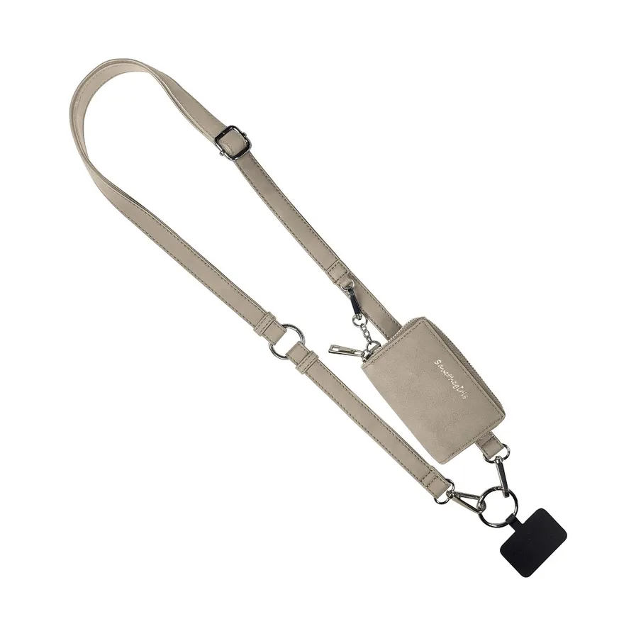 Clip &amp; Go Brushed Phone Lanyard-Bone