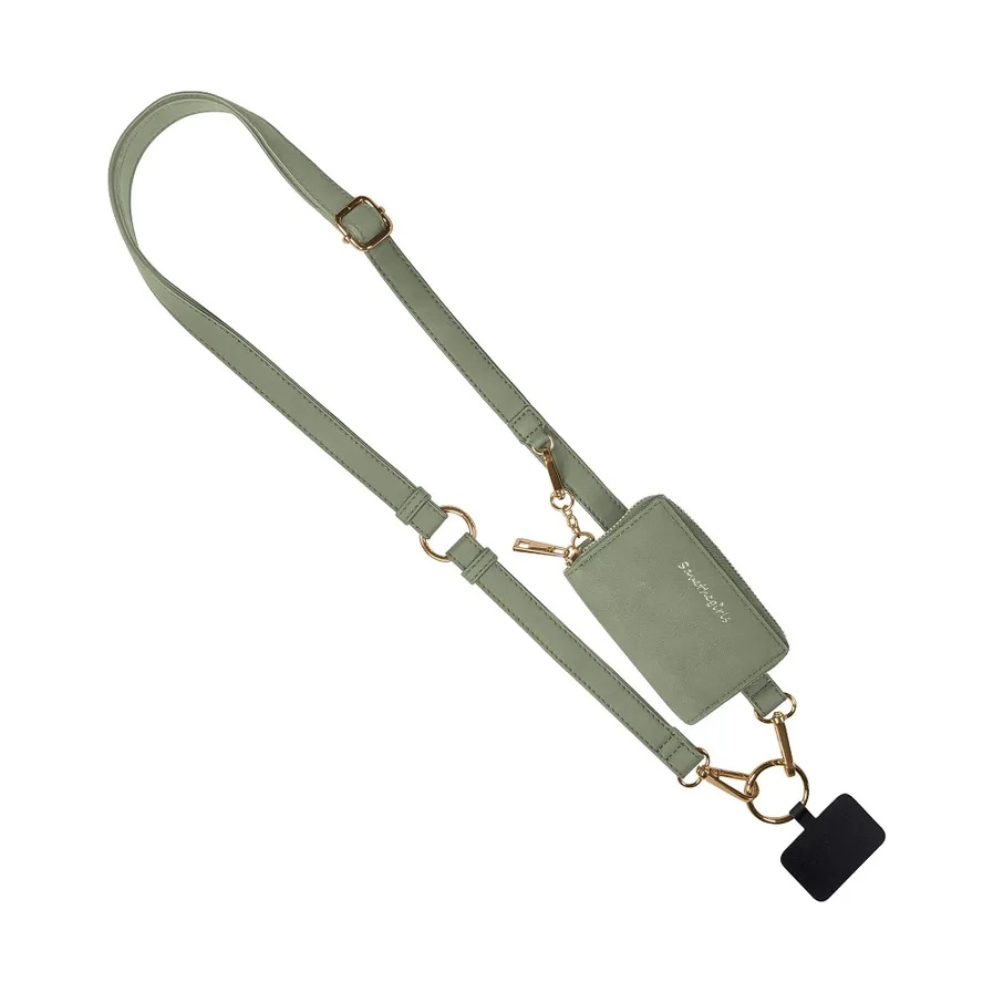 Clip &amp; Go Brushed Phone Lanyard-Sage