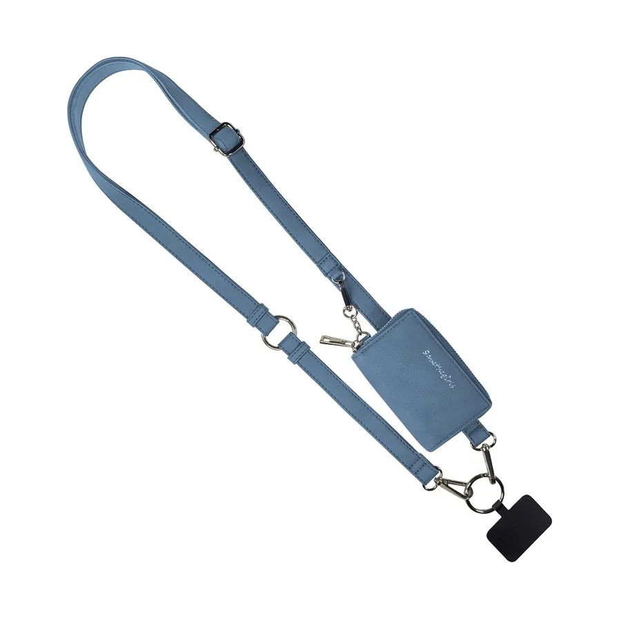 Clip &amp; Go Brushed Phone Lanyard-Denim