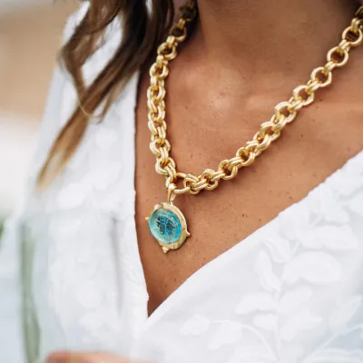 VG Aqua Venetian Glass Necklace