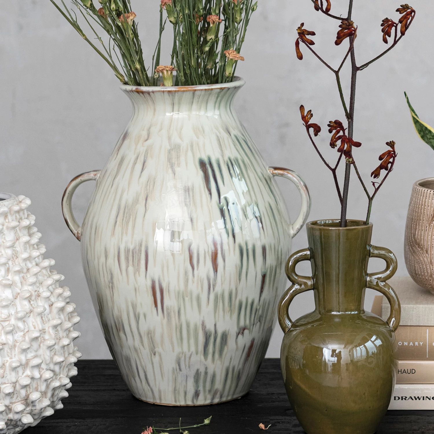 Hand-Painted Stoneware Vase