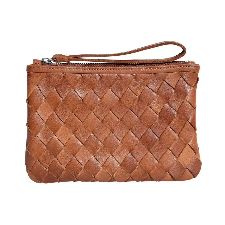Amal Leather Wristlet-Cognac