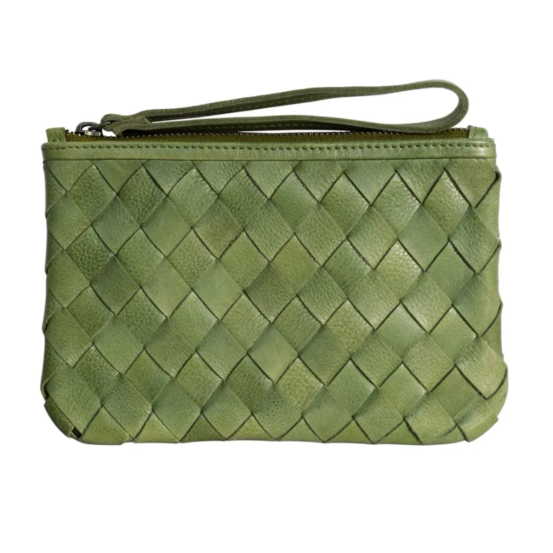 Amal Leather Wristlet-Grass