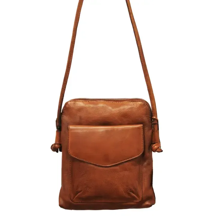 Ezra Leather Crossbody-Cognac