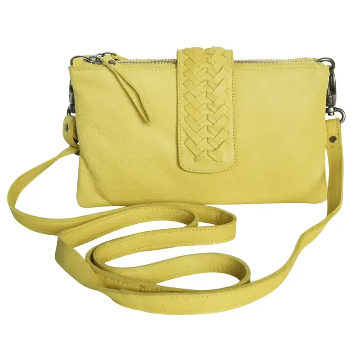 Malabar Leather Crossbody-Lemon