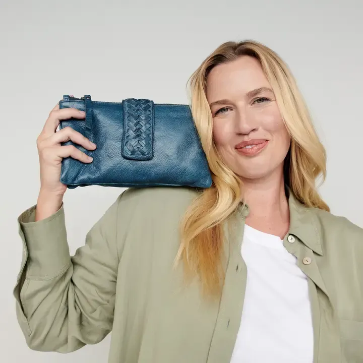 Malabar Leather Crossbody-Denim