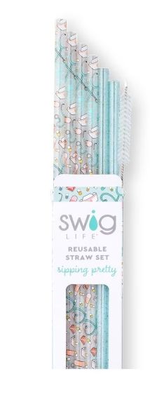 Scrub Life + Aqua Glitter Reusable Straw Set