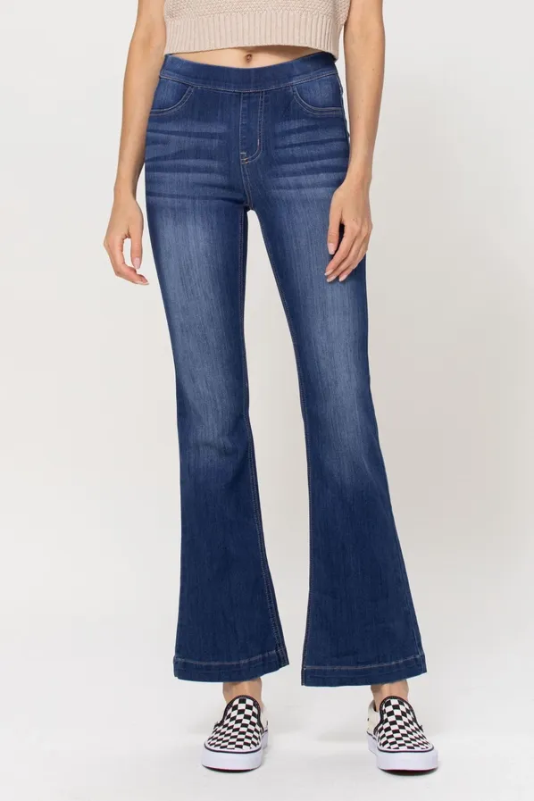 CS Dark Wash Mid Rise Flare Jegging