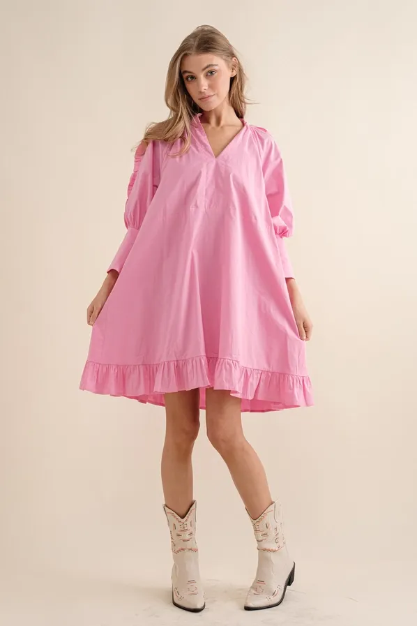 CS Poplin A Line Poof Dress