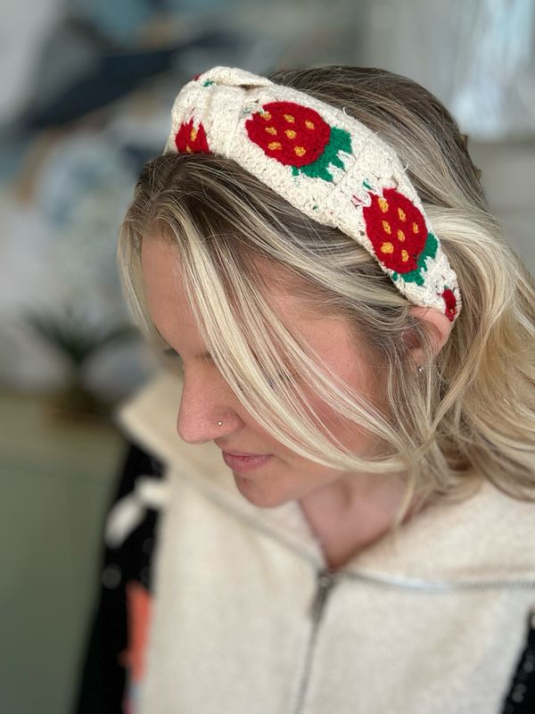 VG Strawberry Crochet Knotted Headband
