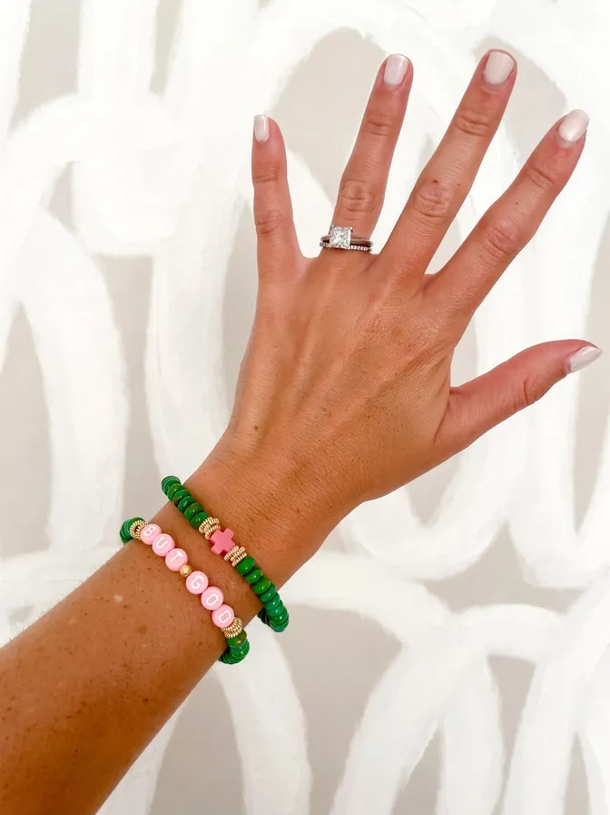 But God Bracelet-Pink Cross