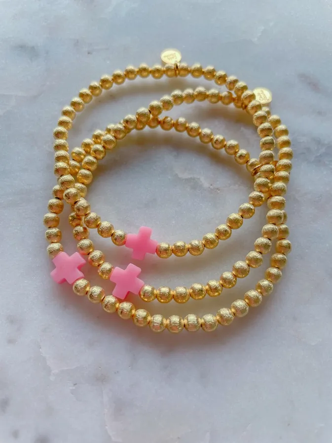 Pink Colored Cross Bracelet