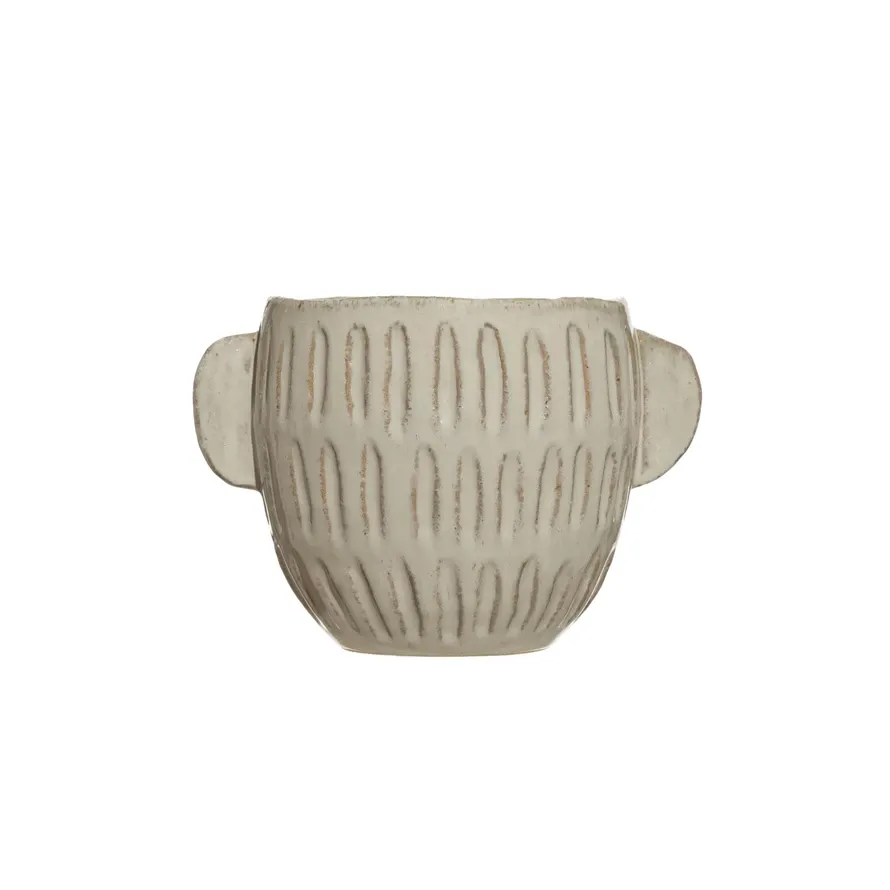 Embossed Stoneware Planter-DF2924