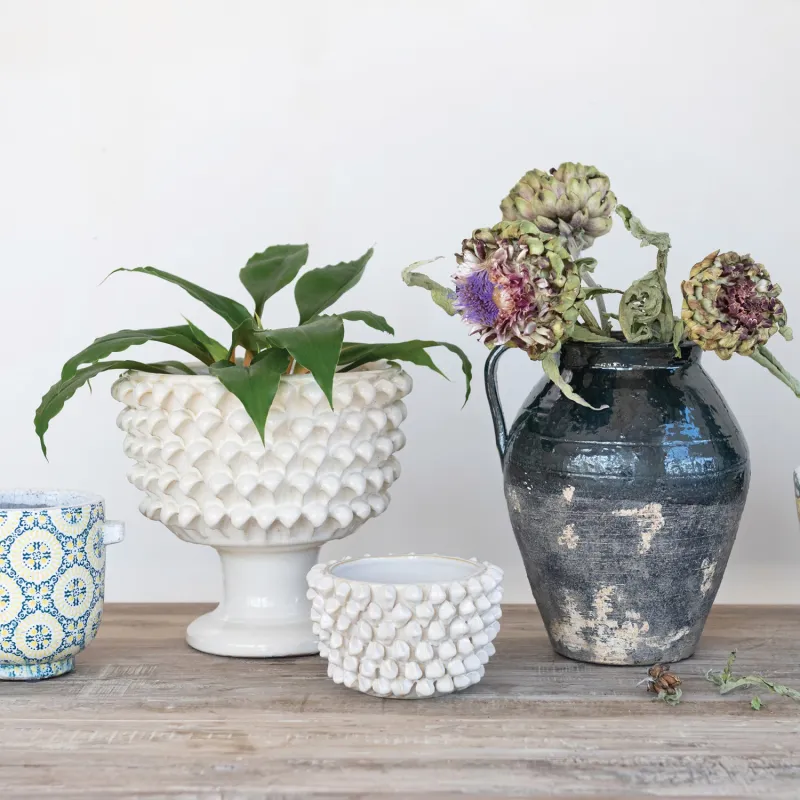Stoneware Formed Planter-Cream
