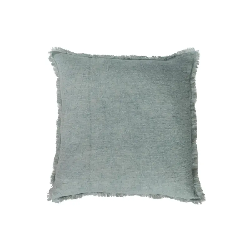 Sq Linen Pillow W/Fringe-DF8107