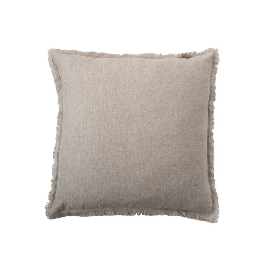 Sq Linen Pillow W/Fringe-DF8111