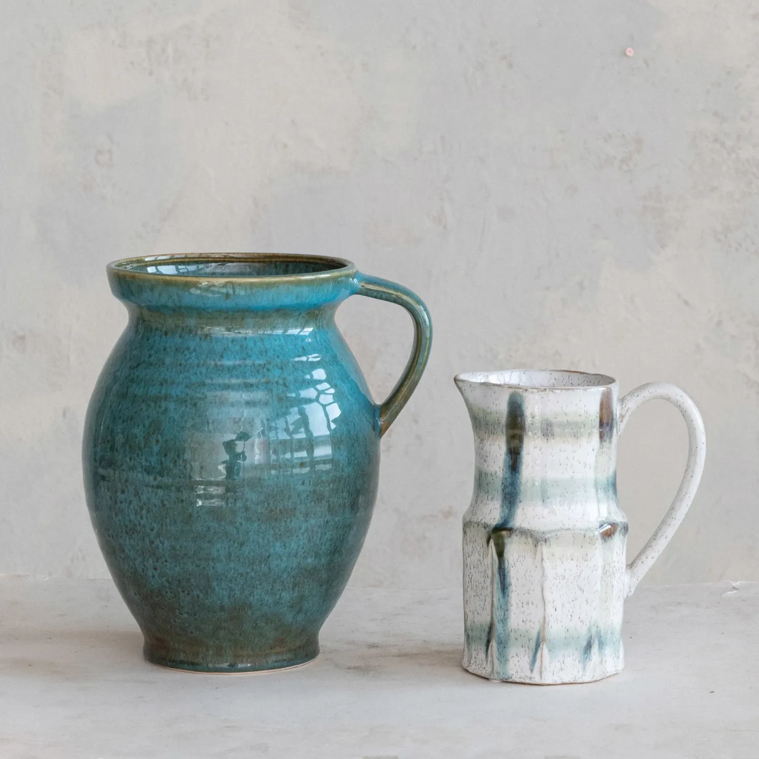 4 Quart Stoneware Jug w/Handle-Blue
