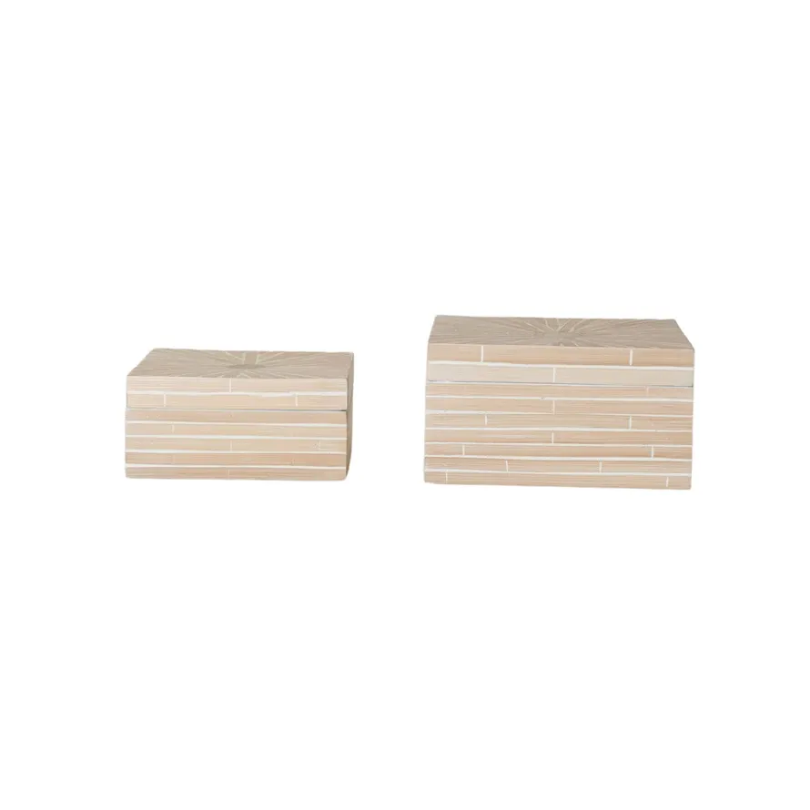S/2 MDF Bamboo Boxes w Pattern