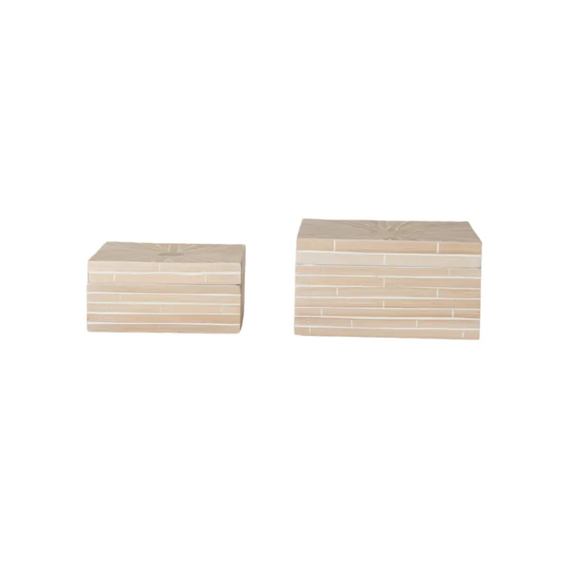 S/2 MDF Bamboo Boxes w Pattern