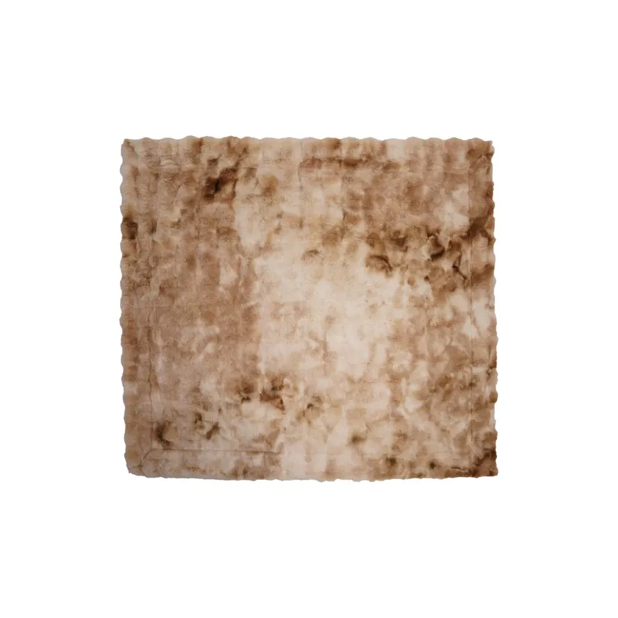 Single Side Fur &amp; Solid Velvet Throw