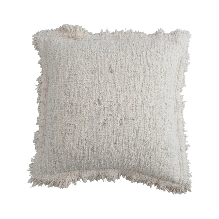 Woven Cotton Pillow w Fringe Edge