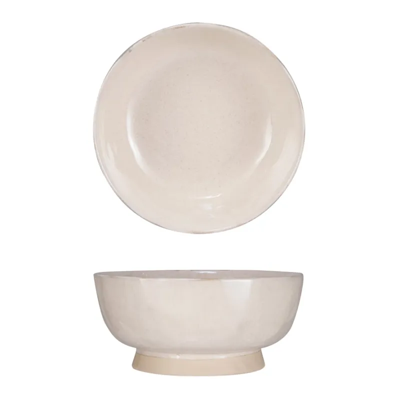Stoneware Footed Bowl Antique White