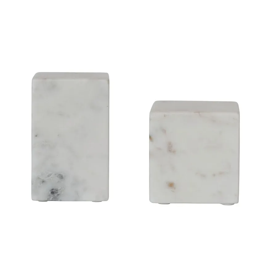 S/2 Cube &amp; Cuboid Bookends White