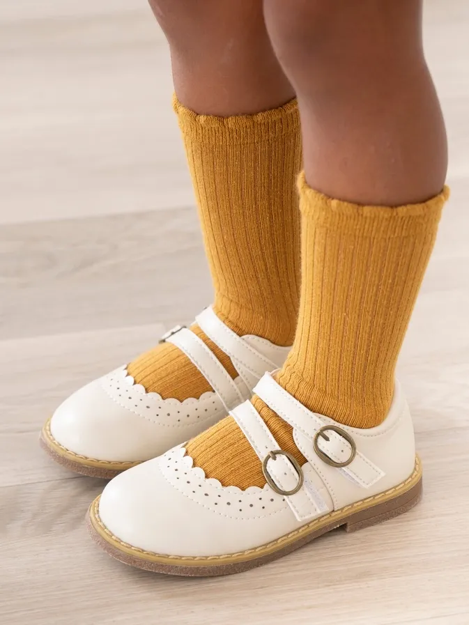Double Buckle Mary Jane Shoe-White