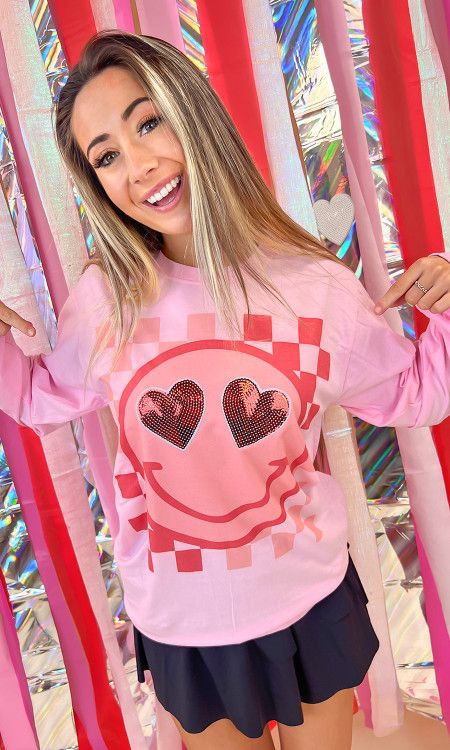 Valentine Sequin Smiley T-Shirt