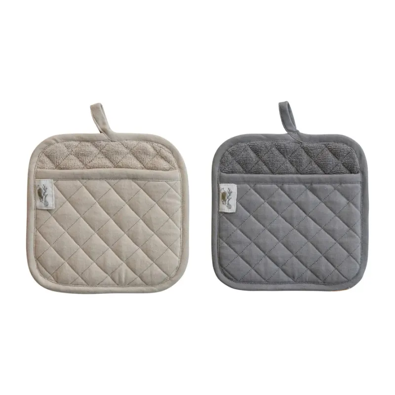 8&quot; Woven Cotton Terry Quilted Pot Holder