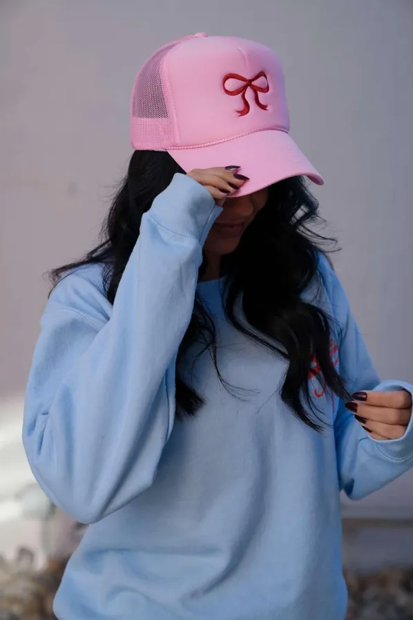 Bow Trucker Hat-Pink