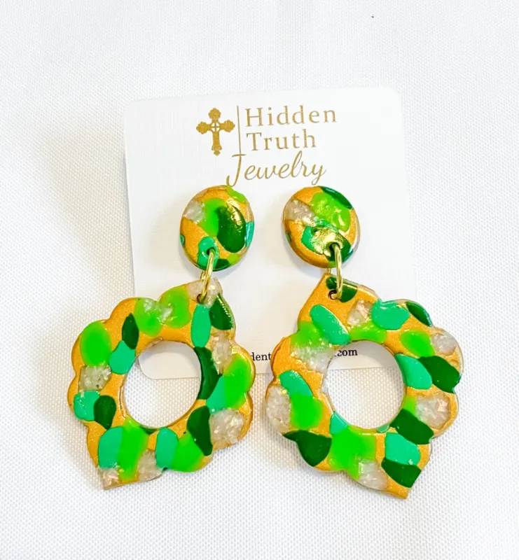 Green Multi Confetti Dangles