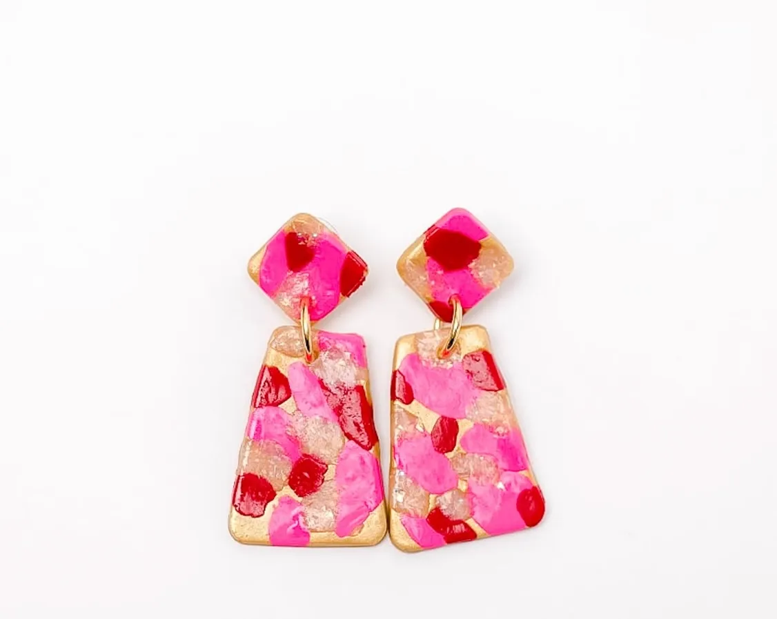 Pink/Red/White Confetti Dangles