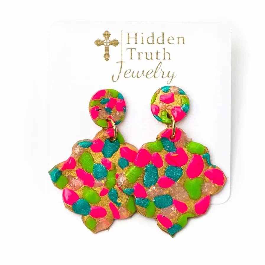 Pink/Turquoise/Green Confetti Dangles