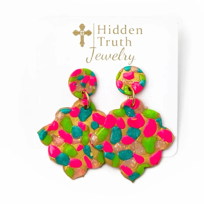Pink/Turquoise/Green Confetti Dangles
