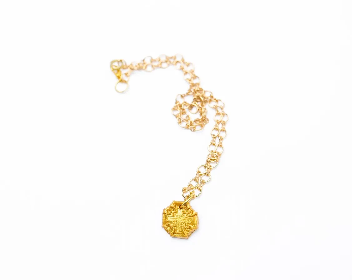 Gold Plated Chain w Tiny Jerusalen Necklace