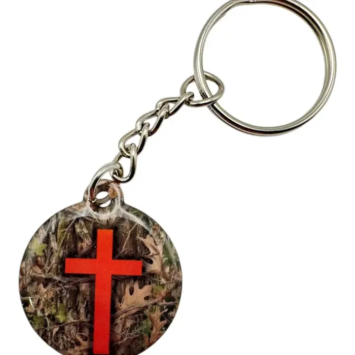 VG Prayer Tag Keychain-Forest Camo + Cross