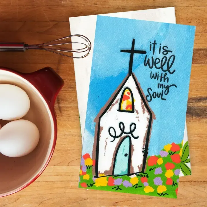 VG It is Well Church Tea Towel