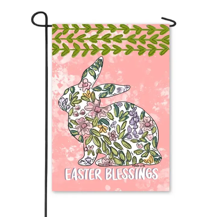 VG Pastel Easter Blessings Bunny Garden Flag