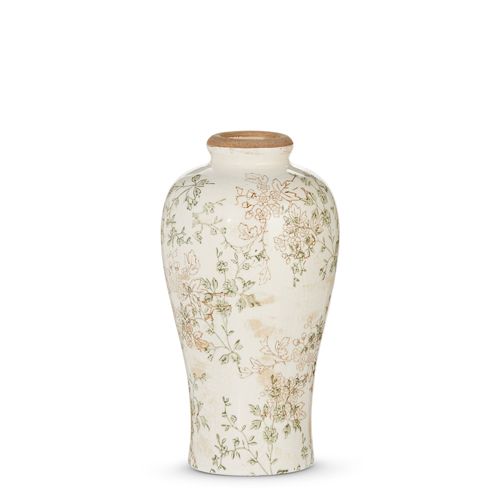 12&quot; Taupe Floral Vase