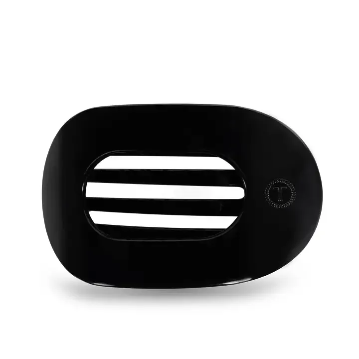 Round Flat Hair Clip Large Jet Black