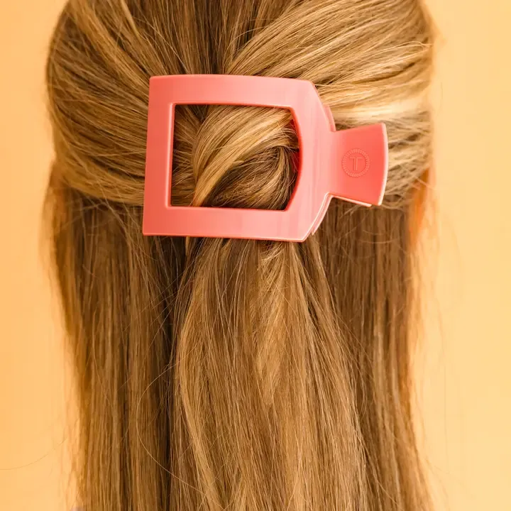 Square Flat Hair Clip Large Calming Coral