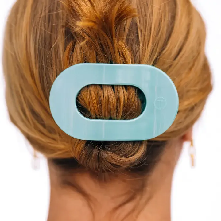 Round Flat Hair Clip Medium Totally Turquoise