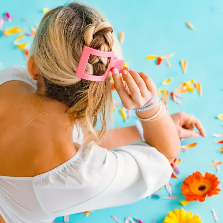 Square Flat Hair Clip Medium Calming Coral