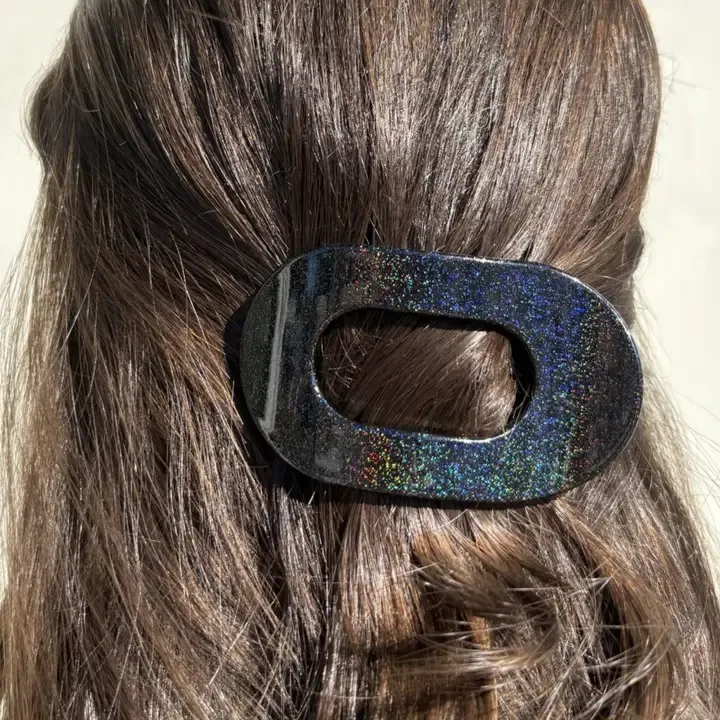 Round Flat Hair Clip Small Midnight Magic