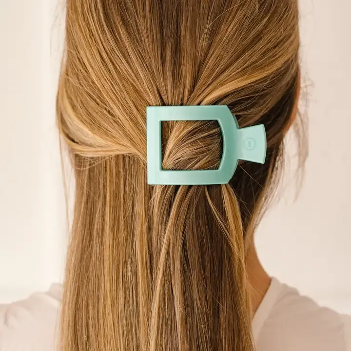 Square Flat Hair Clip Small Totally Turquoise