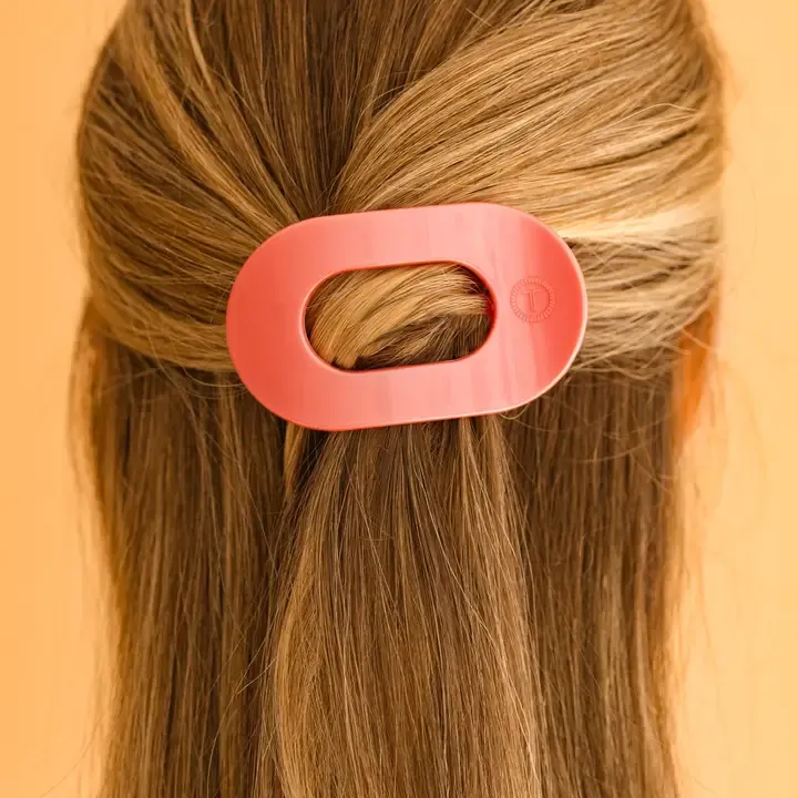 Round Flat Hair Clip Small Calming Coral