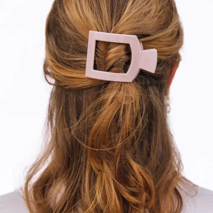 Square Flat Hair Clip Small Pearly Pink