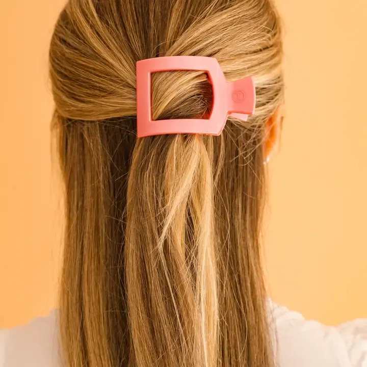 Square Flat Hair Clip Small Calming Coral